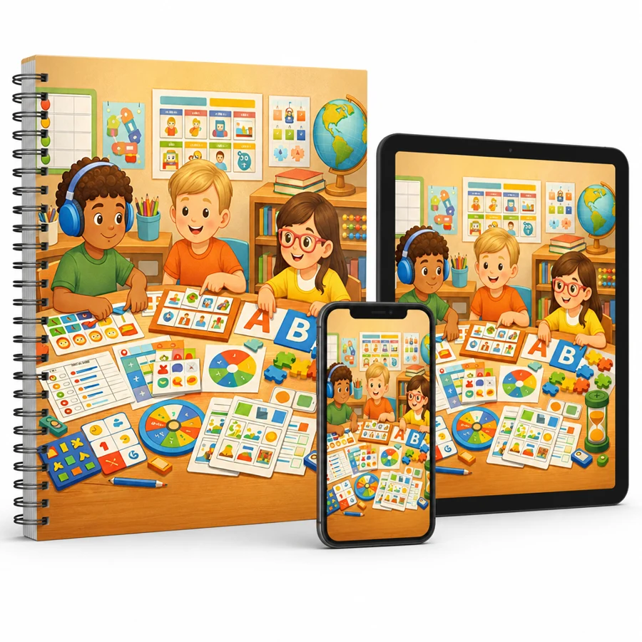 Mockup do bônus: Materiais para Autismo, TDAH e Dislexia