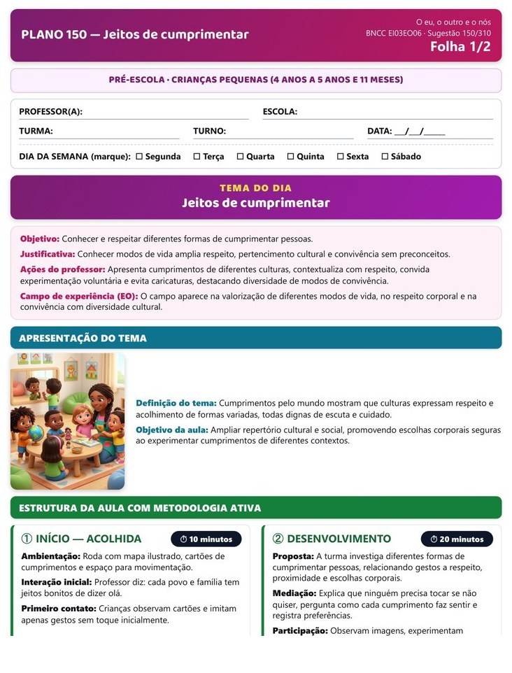 310 Planos Diários - Pré-escola — página interna