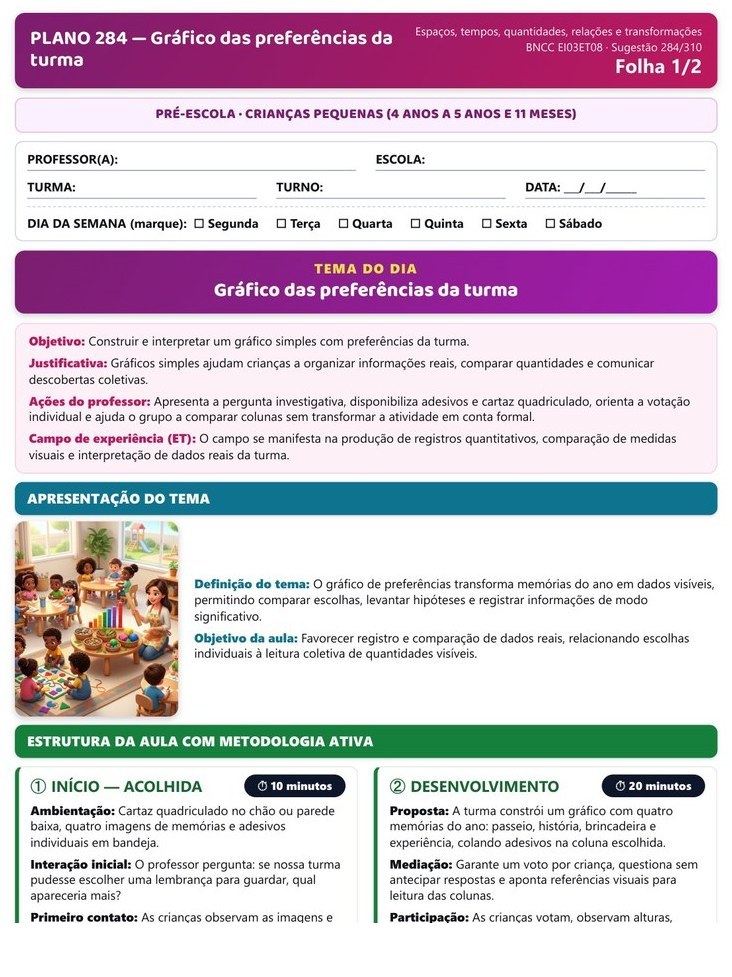 310 Planos Diários - Pré-escola — página interna