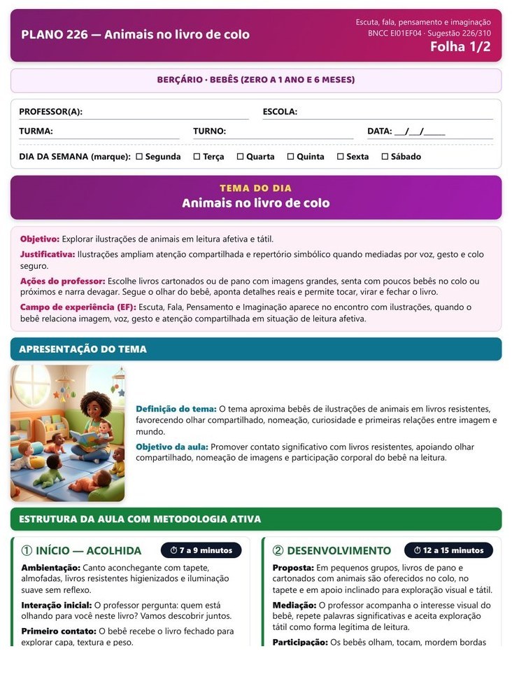 930 Planos Diários - Educação Infantil (Berçário, Maternal e Pré) — página interna