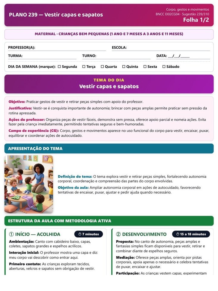 930 Planos Diários - Educação Infantil (Berçário, Maternal e Pré) — página interna