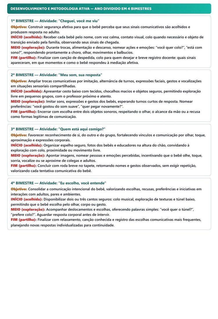 Planos de Aula Anuais - Berçário — página interna
