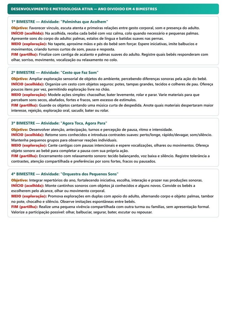 Planos de Aula Anuais - Berçário — página interna