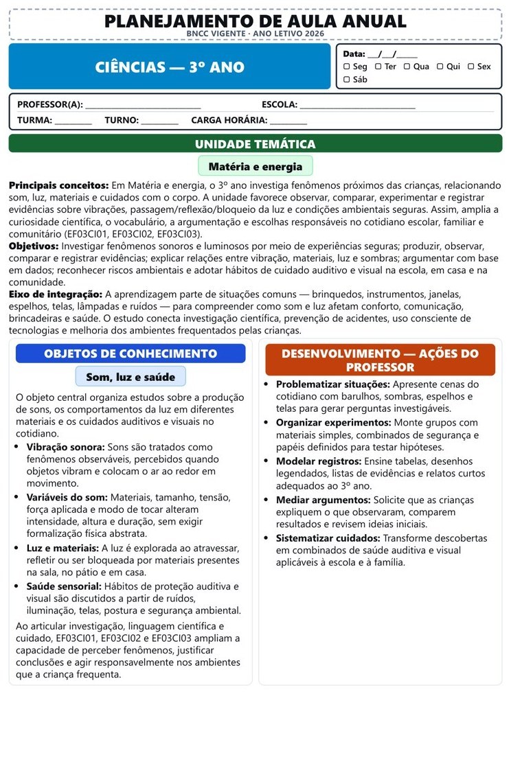 Planos e Atividades de Ciências 1º-5º ano — página interna