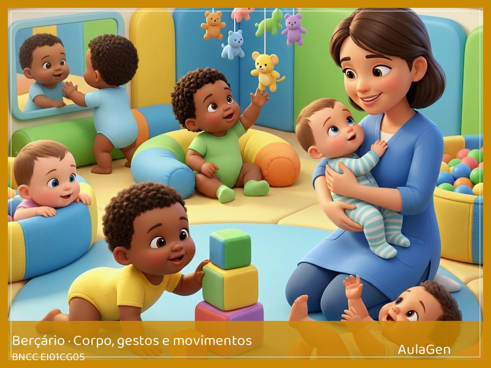 Plano de aula de Corpo, gestos e movimentos para Berçário — Argolas que entram e saem (BNCC EI01CG05) | AulaGen