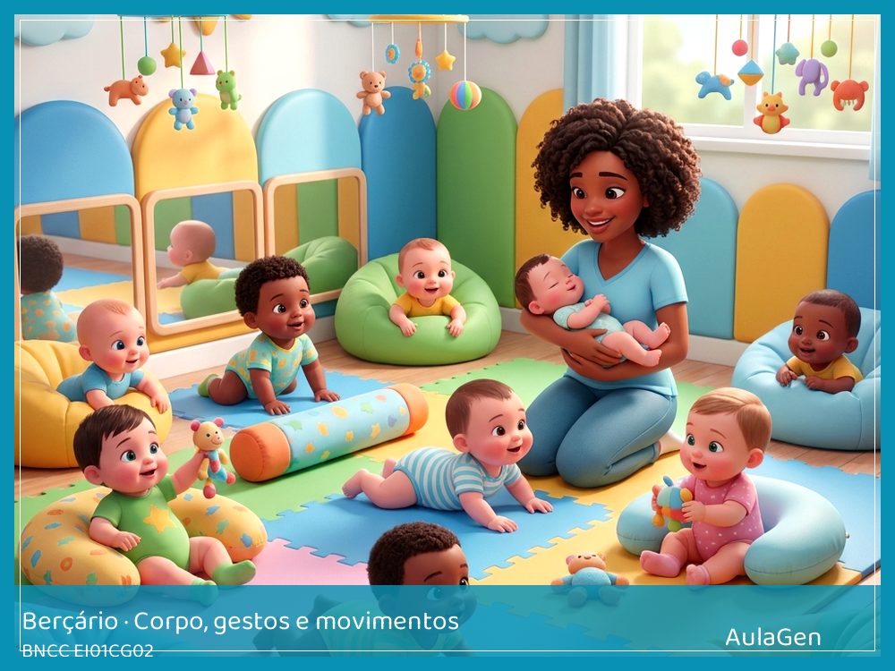 Plano de aula de Corpo, gestos e movimentos para Berçário — Caminho de rolar e apoiar (BNCC EI01CG02) | AulaGen