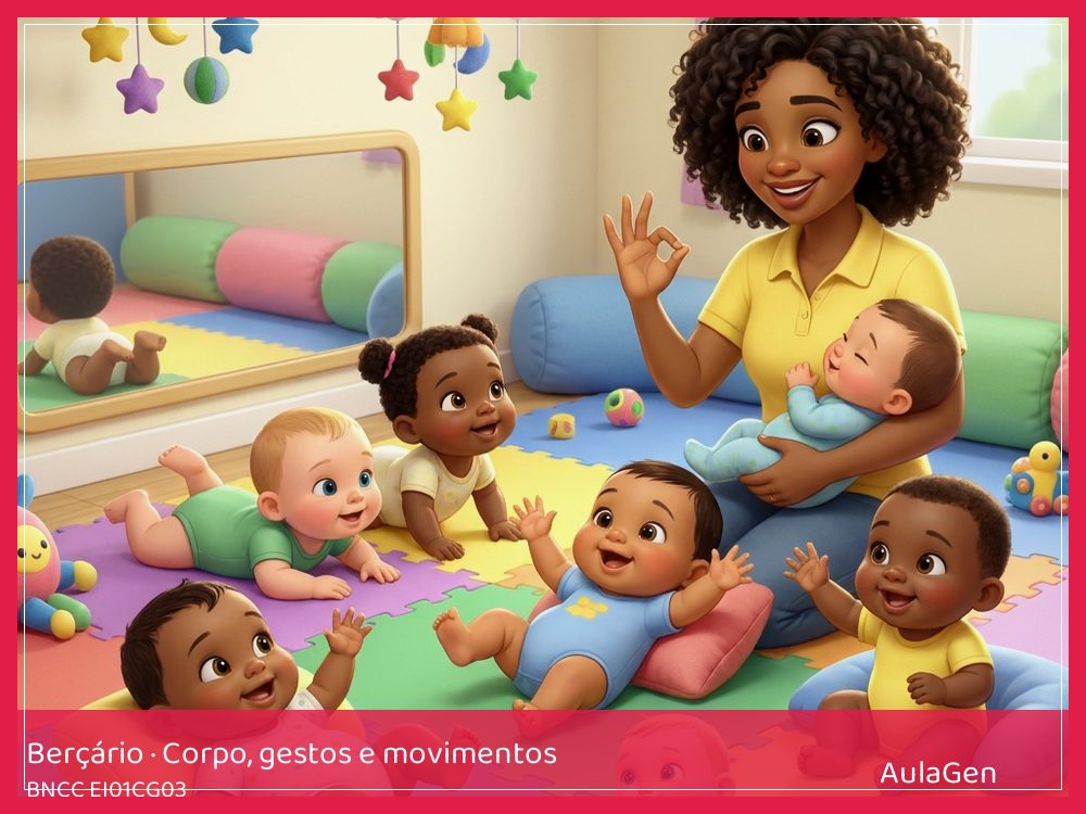 Plano de aula de Corpo, gestos e movimentos para Berçário — Careta e palminha (BNCC EI01CG03) | AulaGen