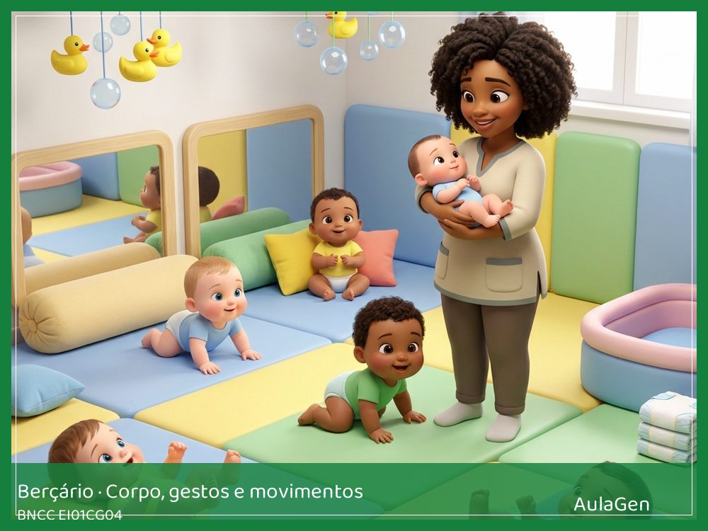 Plano de aula de Corpo, gestos e movimentos para Berçário — Corpo na troca (BNCC EI01CG04) | AulaGen