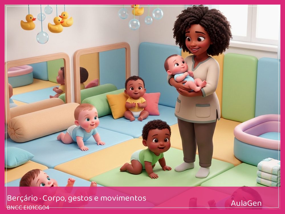 Plano de aula de Corpo, gestos e movimentos para Berçário — Mãos ajudam na troca (BNCC EI01CG04) | AulaGen
