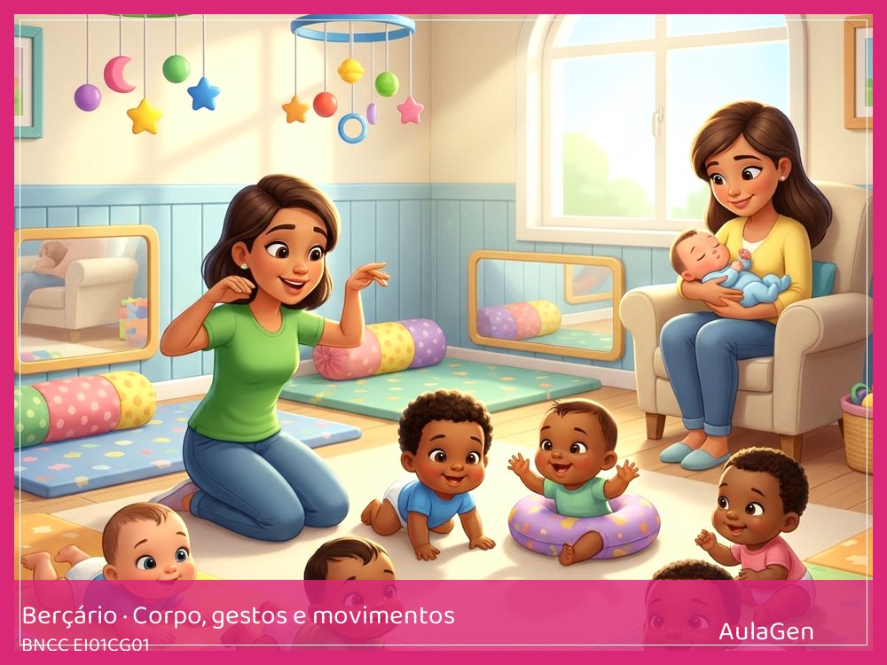 Plano de aula de Corpo, gestos e movimentos para Berçário — Meu corpo mostra alegria (BNCC EI01CG01) | AulaGen
