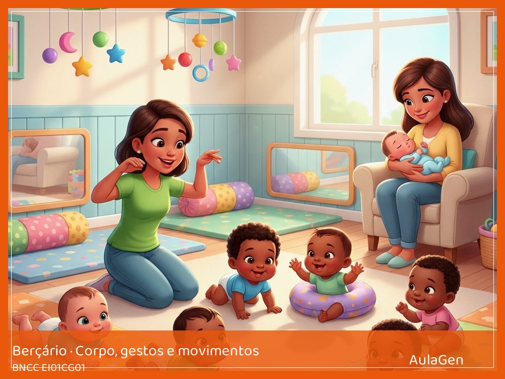 Plano de aula de Corpo, gestos e movimentos para Berçário — Meu corpo no colo (BNCC EI01CG01) | AulaGen