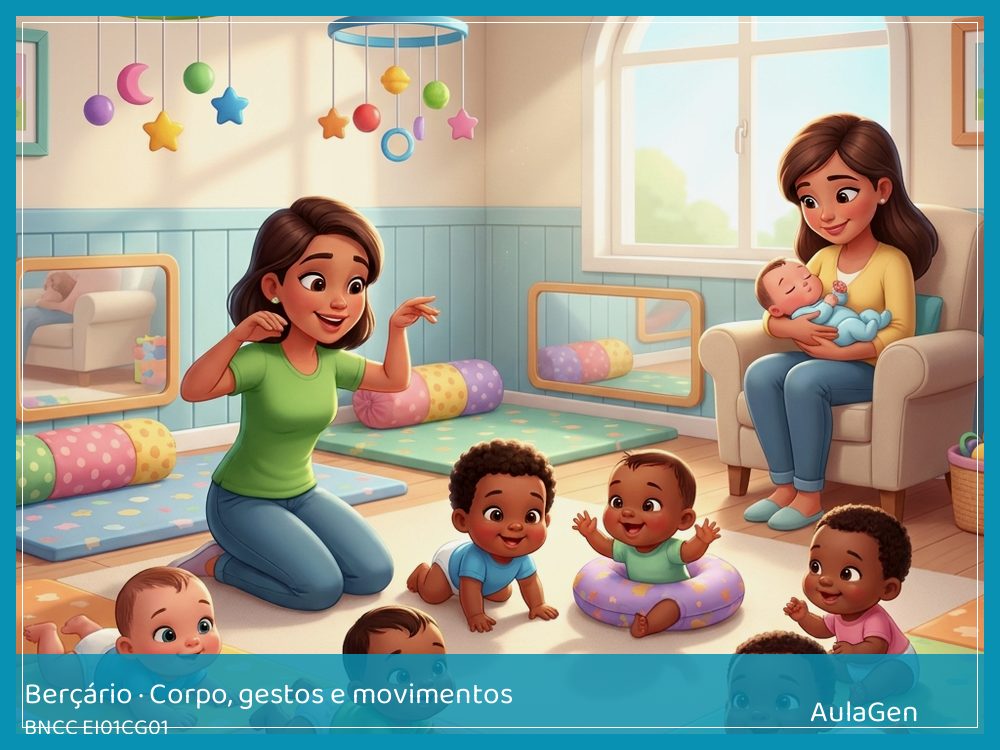 Plano de aula de Corpo, gestos e movimentos para Berçário — Meu rosto conversa (BNCC EI01CG01) | AulaGen