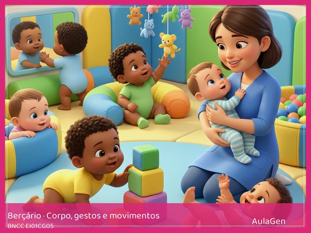 Plano de aula de Corpo, gestos e movimentos para Berçário — Pegar e soltar argolas (BNCC EI01CG05) | AulaGen