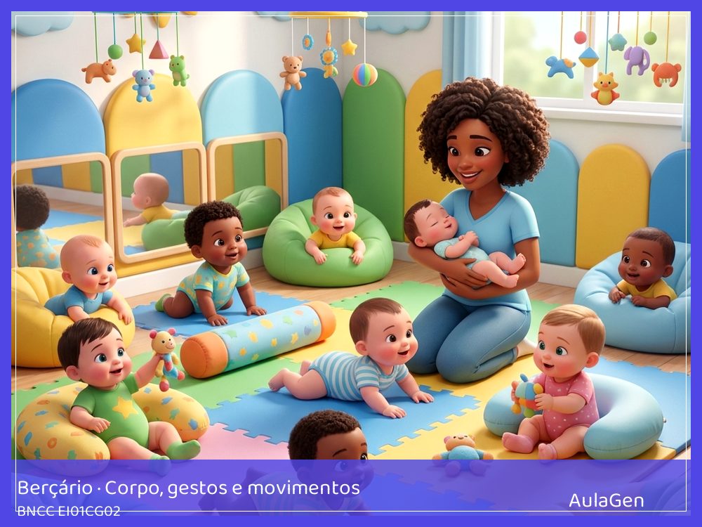 Plano de aula de Corpo, gestos e movimentos para Berçário — Rolando até o lenço macio (BNCC EI01CG02) | AulaGen