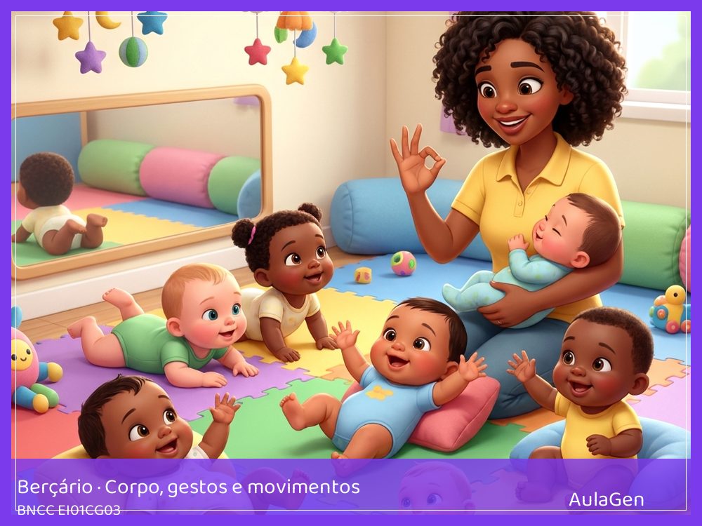 Plano de aula de Corpo, gestos e movimentos para Berçário — Tchau, tambor e eco (BNCC EI01CG03) | AulaGen