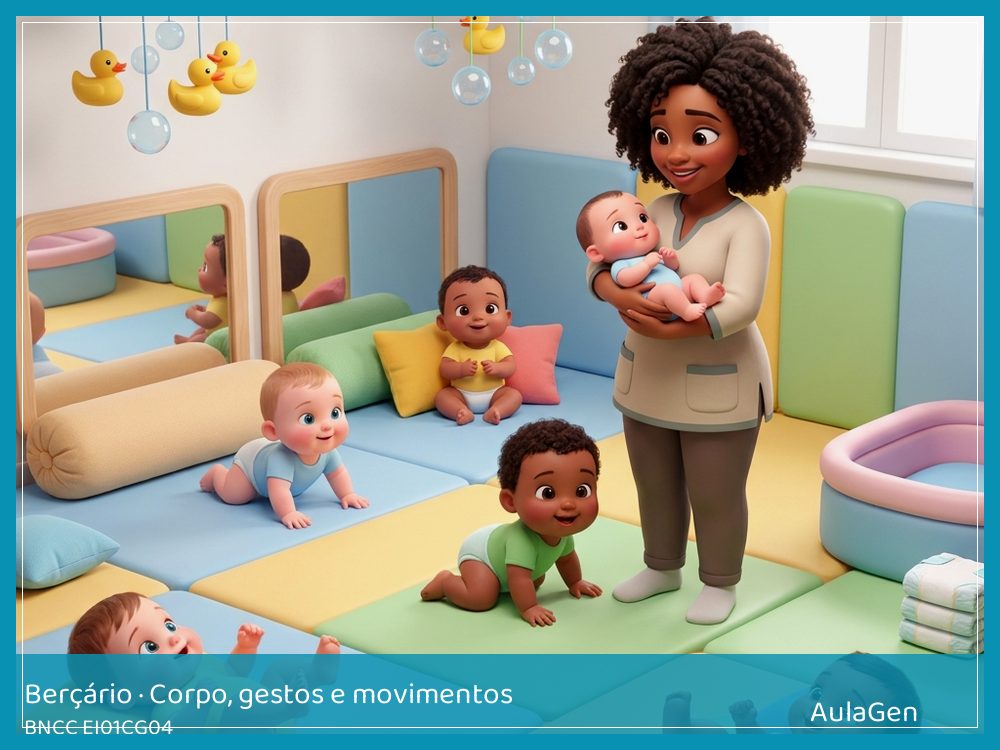 Plano de aula de Corpo, gestos e movimentos para Berçário — Toalha, corpo e cuidado (BNCC EI01CG04) | AulaGen