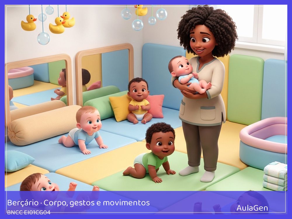 Plano de aula de Corpo, gestos e movimentos para Berçário — Troca tranquila com escolhas (BNCC EI01CG04) | AulaGen