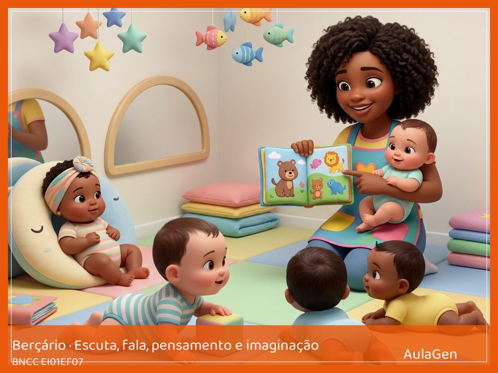 Plano de aula de Escuta, fala, pensamento e imaginação para Berçário — Livro que pode molhar (BNCC EI01EF07) | AulaGen
