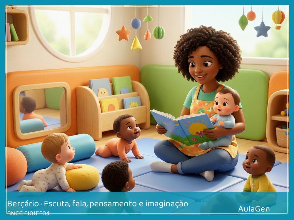 Plano de aula de Escuta, fala, pensamento e imaginação para Berçário — Olha o bichinho na imagem (BNCC EI01EF04) | AulaGen