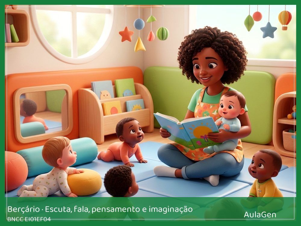 Plano de aula de Escuta, fala, pensamento e imaginação para Berçário — Olho, aponto e escuto (BNCC EI01EF04) | AulaGen