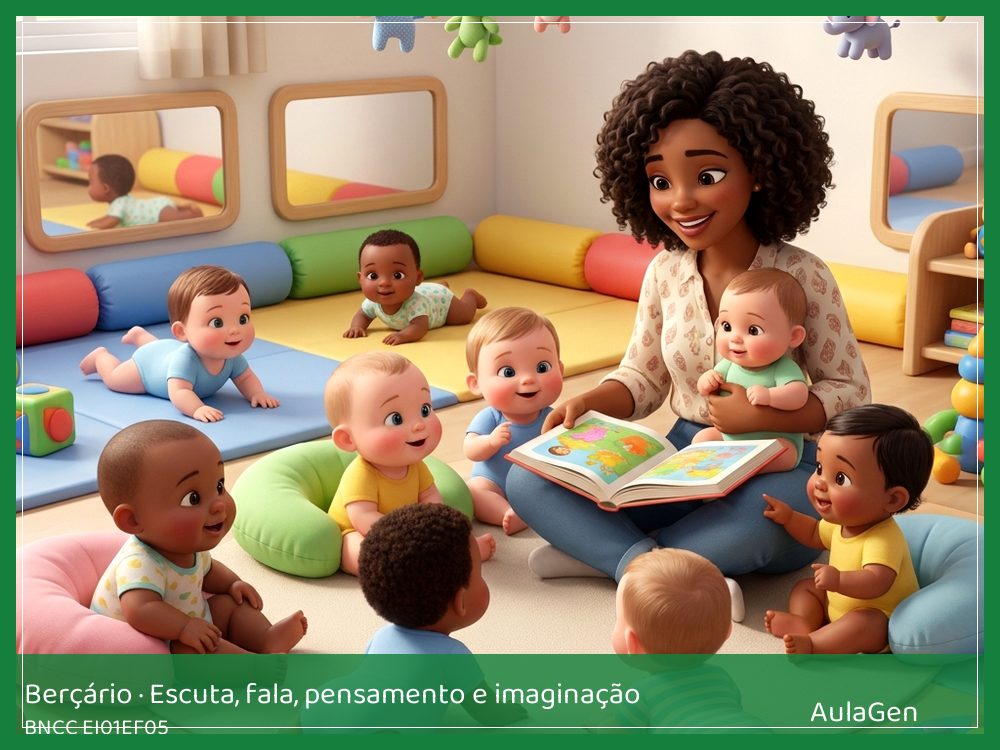 Plano de aula de Escuta, fala, pensamento e imaginação para Berçário — Voz fina, voz grave (BNCC EI01EF05) | AulaGen