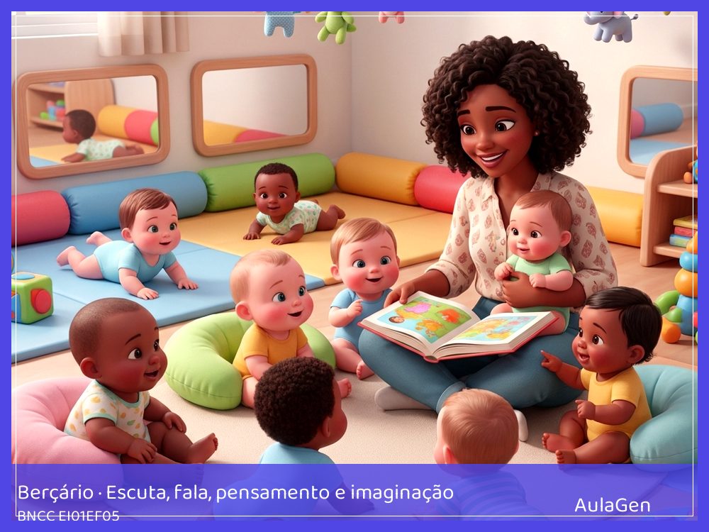 Plano de aula de Escuta, fala, pensamento e imaginação para Berçário — Voz que sobe e desce (BNCC EI01EF05) | AulaGen
