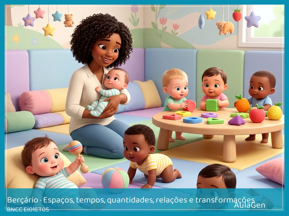 Plano de aula de Espaços, tempos, quantidades, relações e transformações para Berçário — Bolas grandes e pequenas (BNCC EI01ET05) | AulaGen