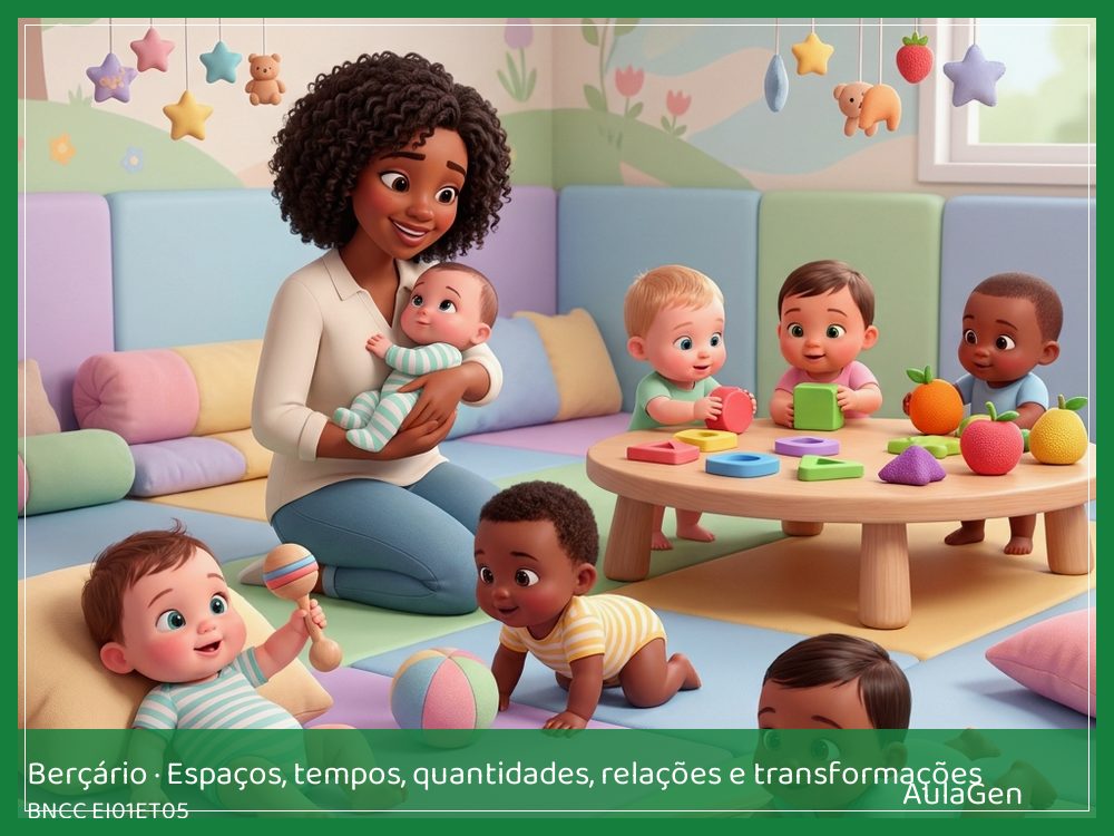 Plano de aula de Espaços, tempos, quantidades, relações e transformações para Berçário — Dois tecidos, duas sensações (BNCC EI01ET05) | AulaGen