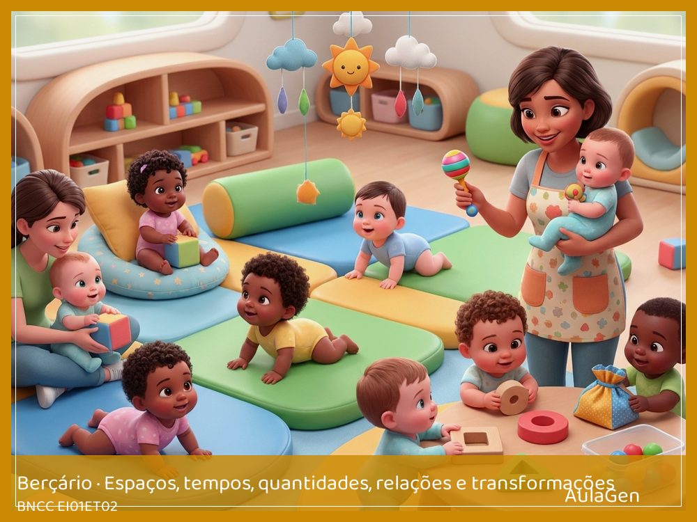 Plano de aula de Espaços, tempos, quantidades, relações e transformações para Berçário — Puxa o lenço (BNCC EI01ET02) | AulaGen