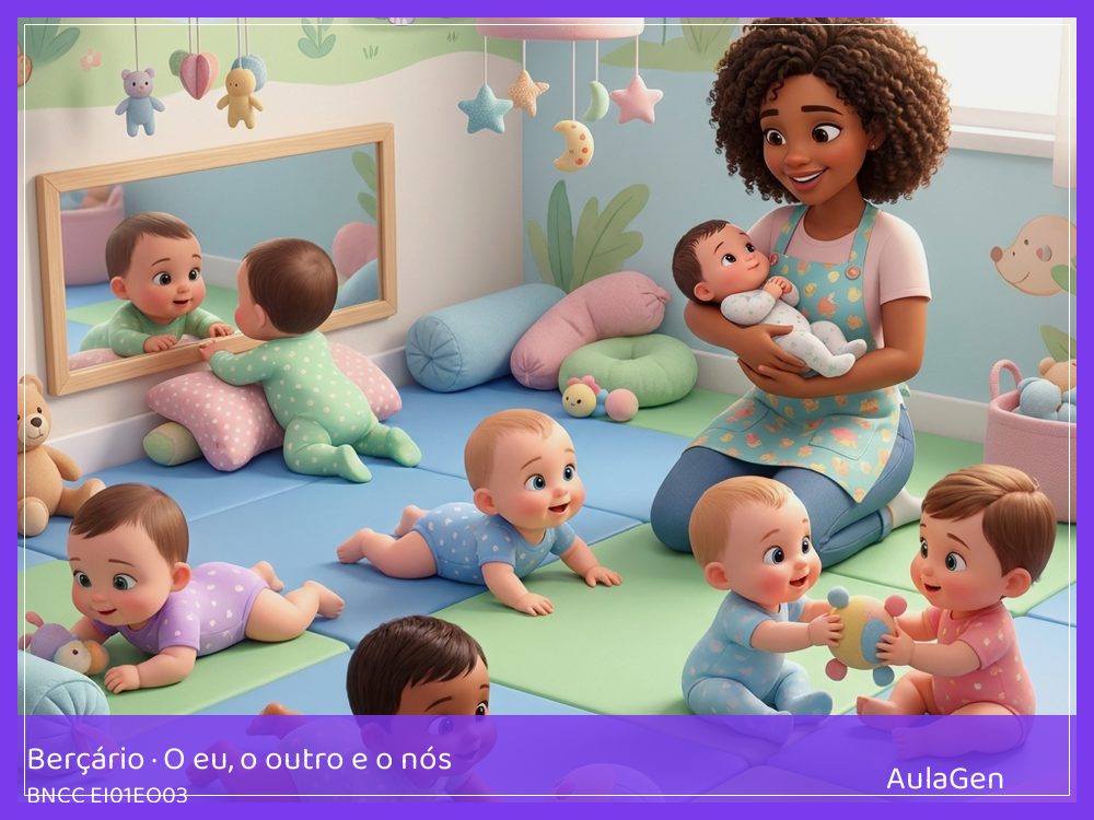 Plano de aula de O eu, o outro e o nós para Berçário — Bolas perto dos amigos (BNCC EI01EO03) | AulaGen