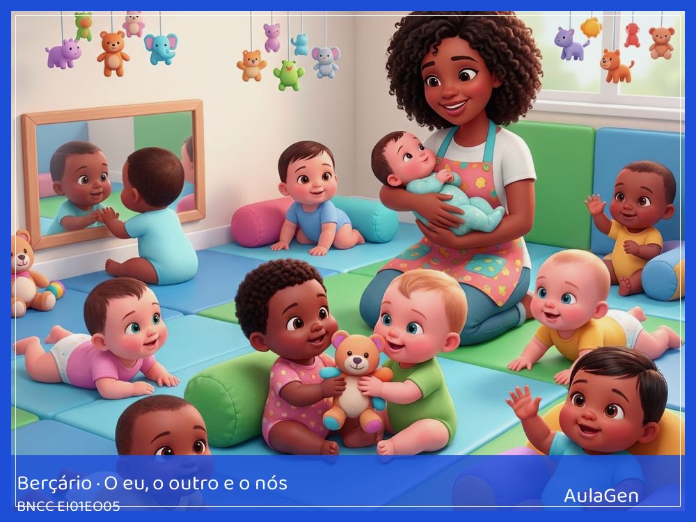 Plano de aula de O eu, o outro e o nós para Berçário — Colo de chegada (BNCC EI01EO05) | AulaGen