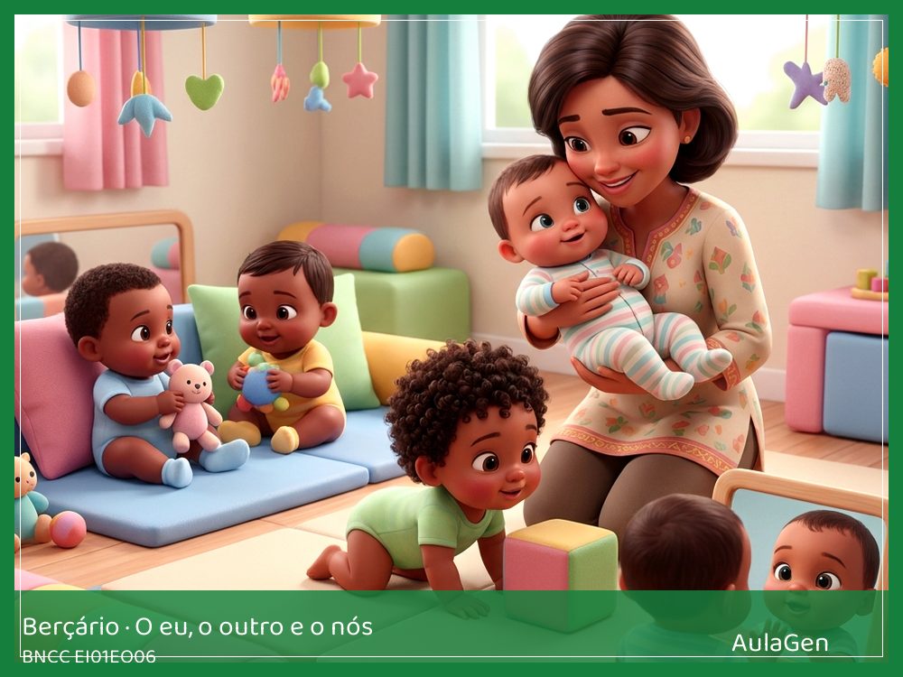 Plano de aula de O eu, o outro e o nós para Berçário — Cuidar com licença (BNCC EI01EO06) | AulaGen