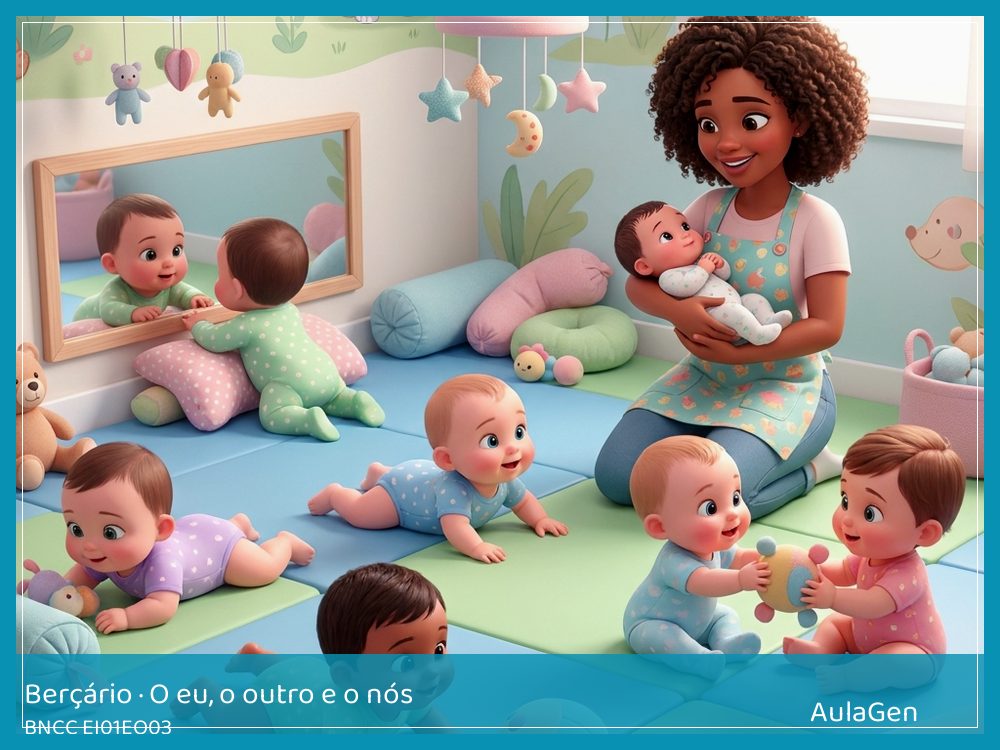 Plano de aula de O eu, o outro e o nós para Berçário — Lado a lado no tapete (BNCC EI01EO03) | AulaGen
