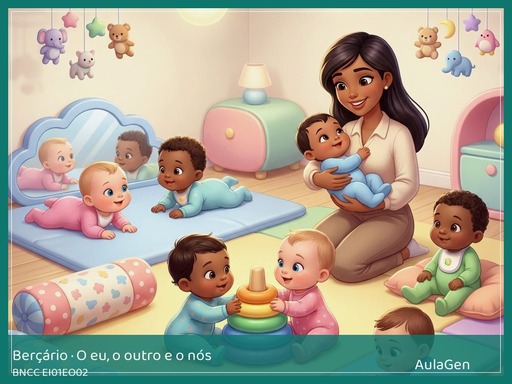 Plano de aula de O eu, o outro e o nós para Berçário — Perto, longe, consigo (BNCC EI01EO02) | AulaGen