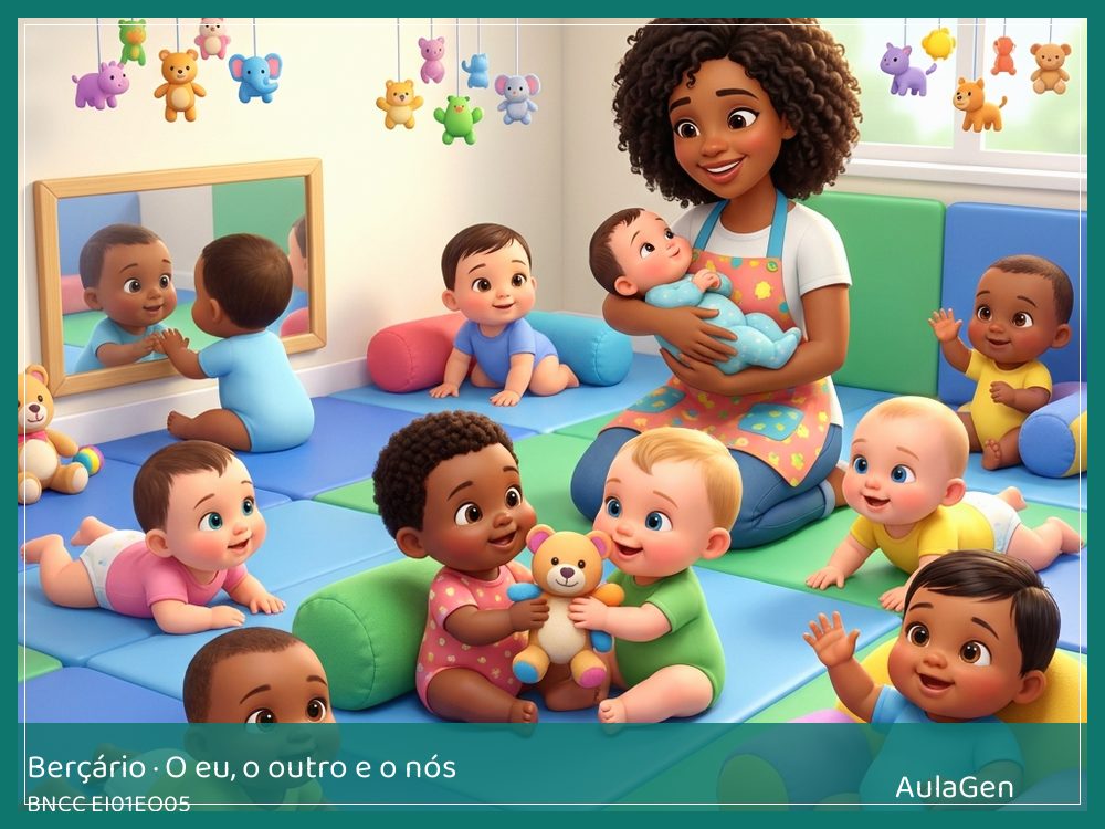 Plano de aula de O eu, o outro e o nós para Berçário — Rosto conhecido no espelho (BNCC EI01EO05) | AulaGen
