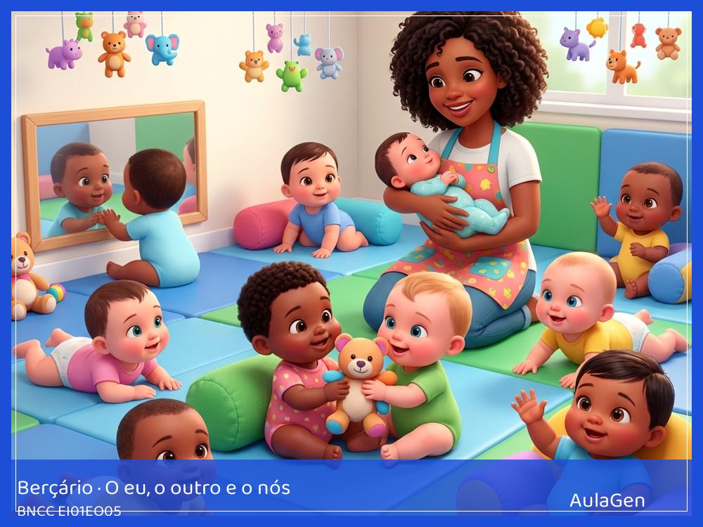 Plano de aula de O eu, o outro e o nós para Berçário — Rostos da nossa turma (BNCC EI01EO05) | AulaGen