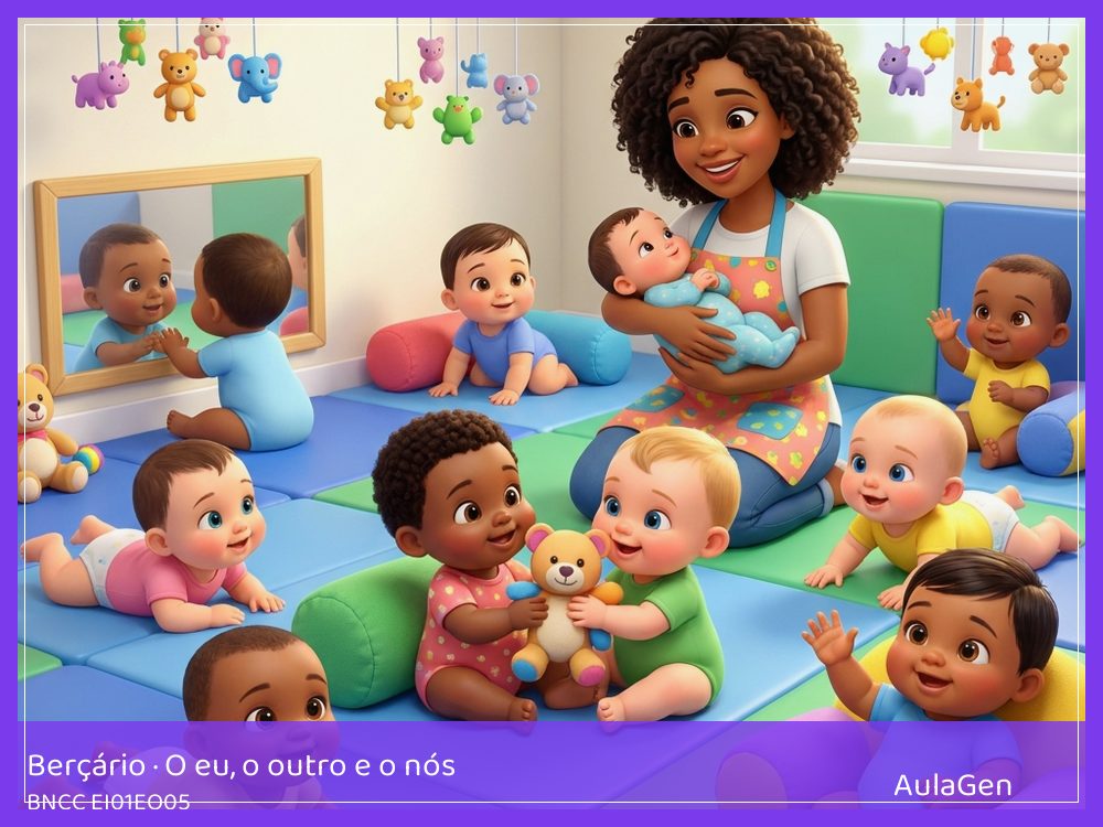 Plano de aula de O eu, o outro e o nós para Berçário — Rostos que acolhem (BNCC EI01EO05) | AulaGen