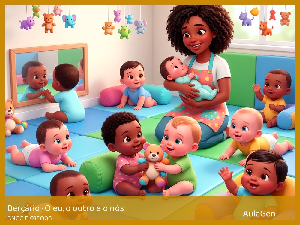 Plano de aula de O eu, o outro e o nós para Berçário — Rostos que me acolhem (BNCC EI01EO05) | AulaGen