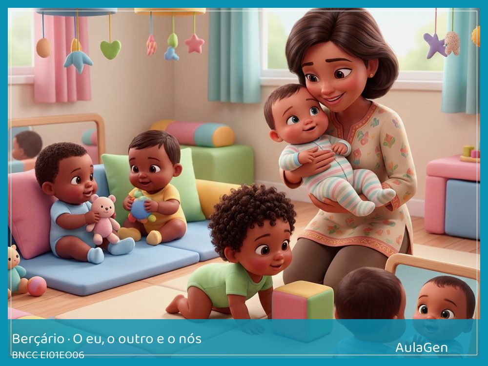 Plano de aula de O eu, o outro e o nós para Berçário — Troca com voz calma (BNCC EI01EO06) | AulaGen