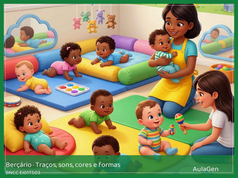 Plano de aula de Traços, sons, cores e formas para Berçário — Caminho que faz som (BNCC EI01TS03) | AulaGen