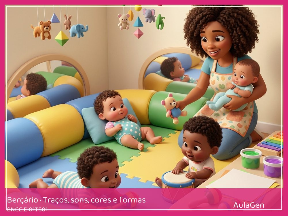 Plano de aula de Traços, sons, cores e formas para Berçário — Canção do nome (BNCC EI01TS01) | AulaGen