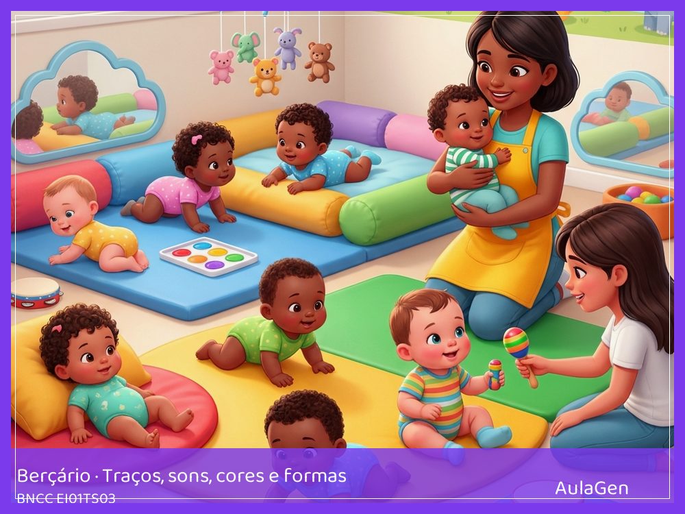 Plano de aula de Traços, sons, cores e formas para Berçário — Chocalhos de garrafa (BNCC EI01TS03) | AulaGen
