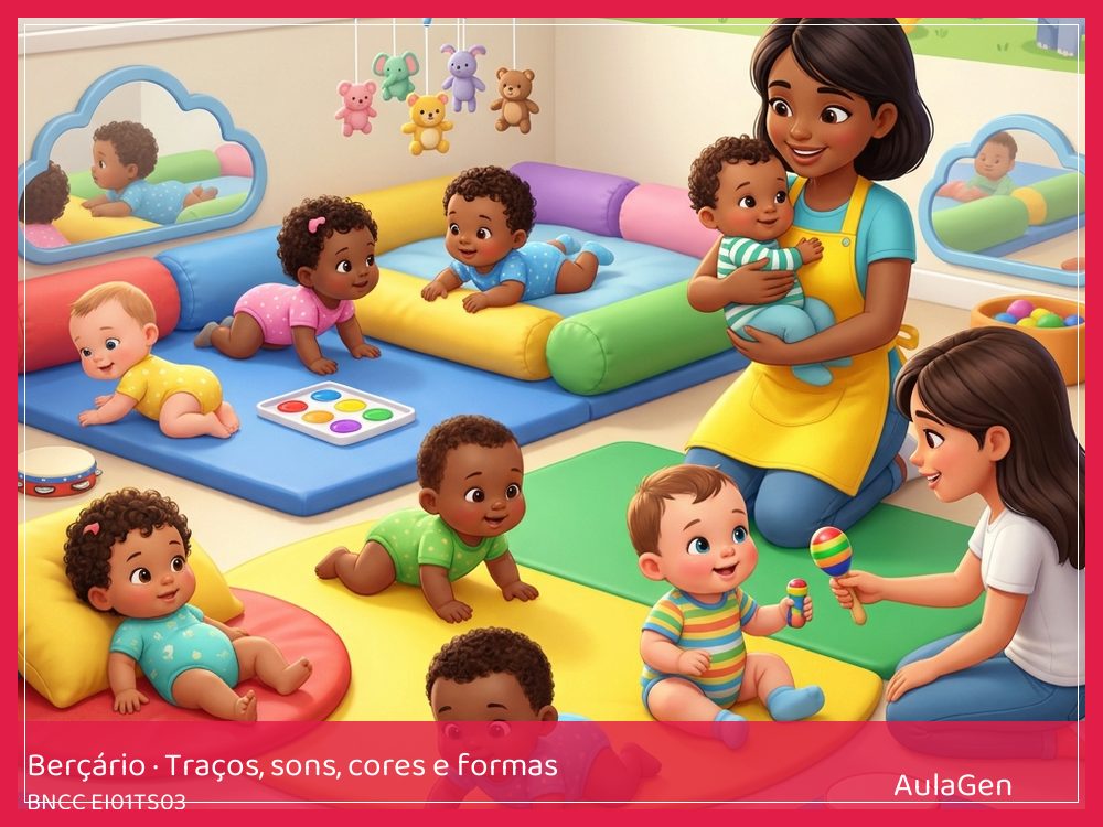 Plano de aula de Traços, sons, cores e formas para Berçário — Chocalhos macios (BNCC EI01TS03) | AulaGen