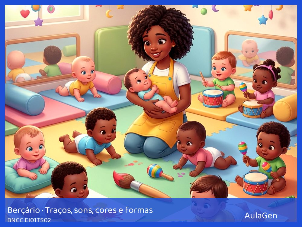 Plano de aula de Traços, sons, cores e formas para Berçário — Cor na bandeja (BNCC EI01TS02) | AulaGen