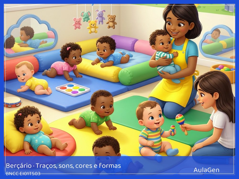 Plano de aula de Traços, sons, cores e formas para Berçário — Garrafas que fazem som (BNCC EI01TS03) | AulaGen