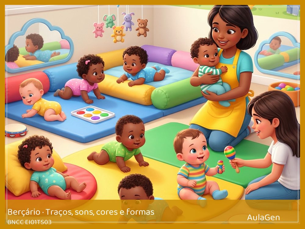 Plano de aula de Traços, sons, cores e formas para Berçário — Garrafas sonoras contrastantes (BNCC EI01TS03) | AulaGen