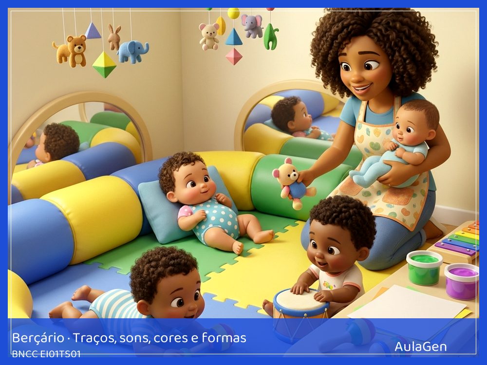 Plano de aula de Traços, sons, cores e formas para Berçário — Panelinhas sonoras (BNCC EI01TS01) | AulaGen