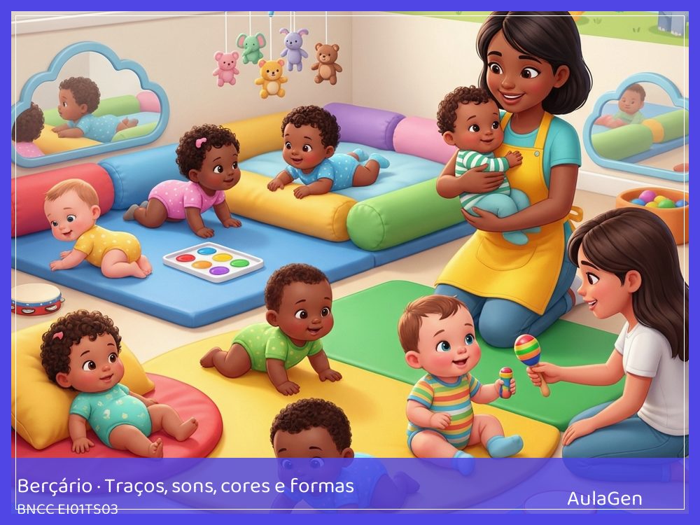 Plano de aula de Traços, sons, cores e formas para Berçário — Papel celofane e luz (BNCC EI01TS03) | AulaGen