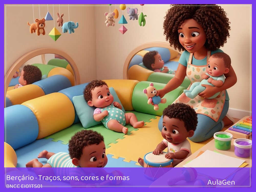 Plano de aula de Traços, sons, cores e formas para Berçário — Pés fazem música (BNCC EI01TS01) | AulaGen