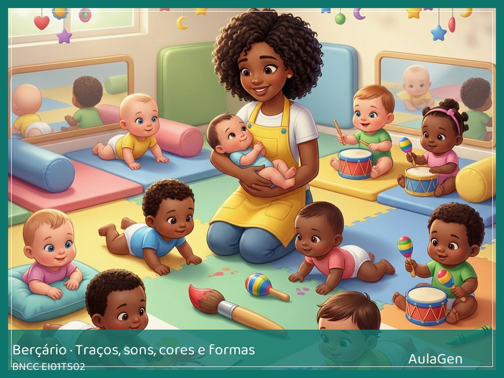 Plano de aula de Traços, sons, cores e formas para Berçário — Rabiscos na parede lavável (BNCC EI01TS02) | AulaGen